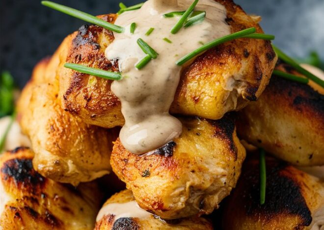 Juicy Grilled Chicken Paired with Fresh Broccoli and Garlic Yogurt Sauce 2025