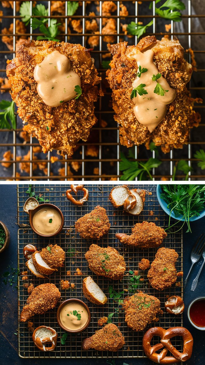 Crunchy Pretzel Chicken with Homemade Mustard-Cheddar Sauce 2025