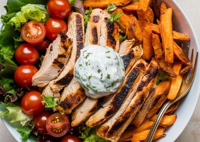 Easy Grilled Chicken Power Bowl with Homemade Tzatziki and Sweet Potato Fries Recipe 2025