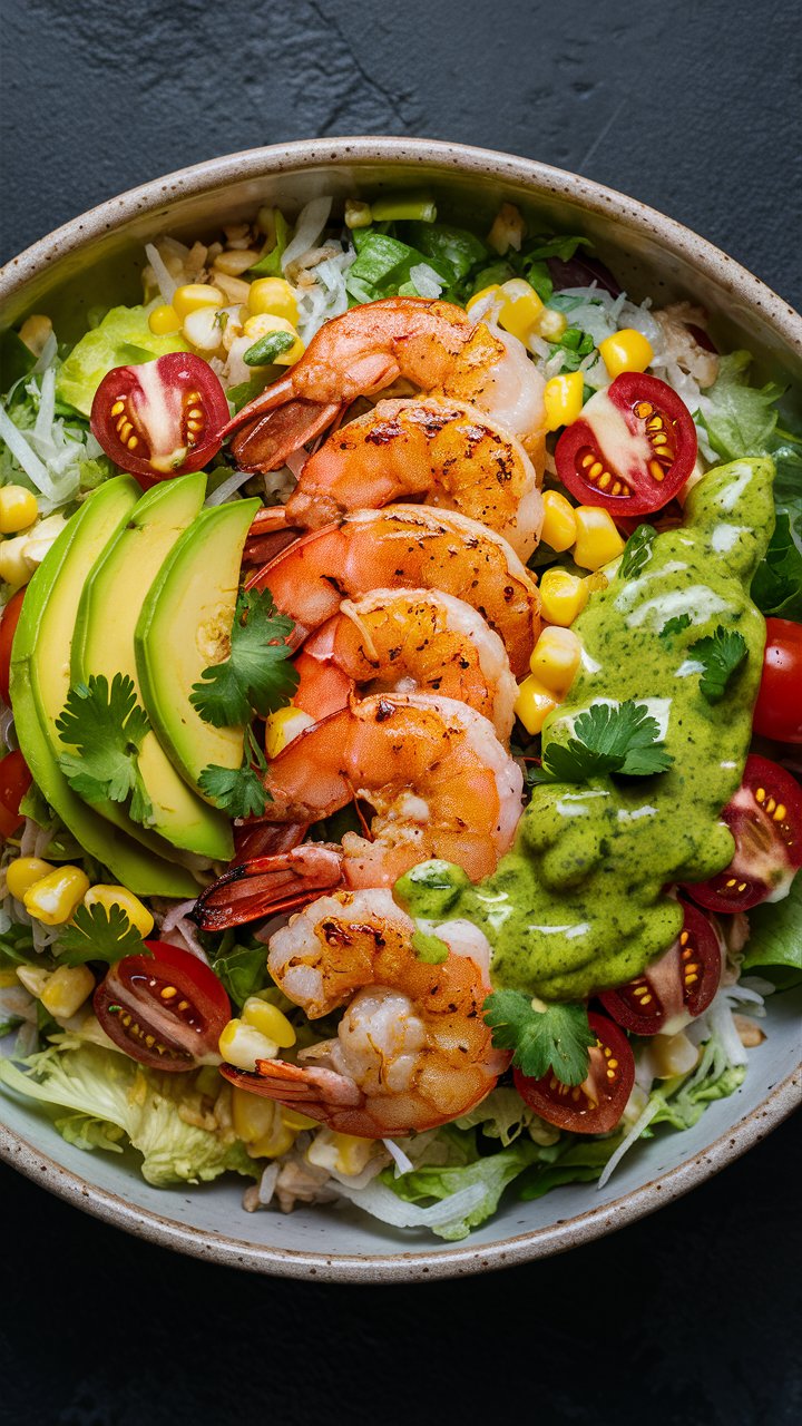 Easy and Healthy Grilled Shrimp Bowl with Creamy Avocado Sauce 2025