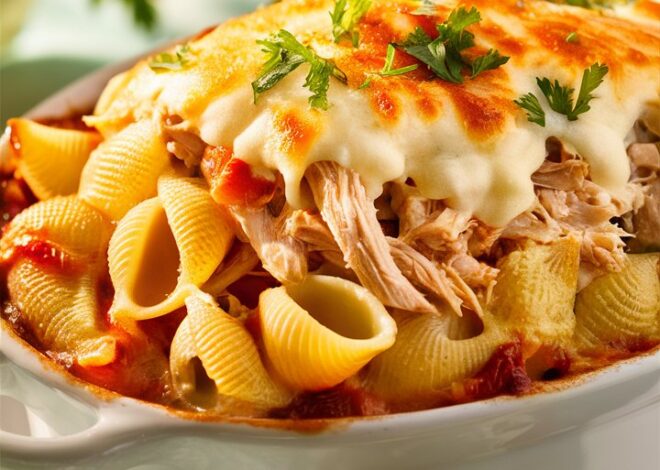 Creamy Chicken Tortellini Alfredo Bake with Crispy Mozzarella Topping 2025